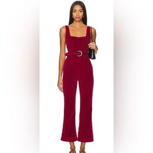 NWT ♥️ Free People Women's Sleeveless Belted Jumpsuit in Deep Burgundy